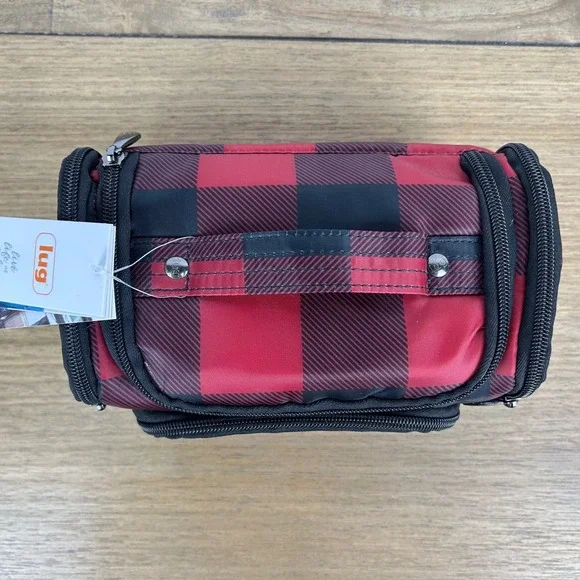 LUG Cosmetics Train Case Buffalo Plaid Red Black New Makeup Travel Bag - Picture 4 of 12